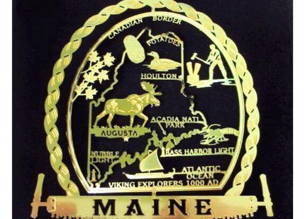 Maine State Brass Christmas Ornament Souvenir Gift
