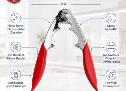 Maine Man Spring-Action Lobster Cracker, Chrome-Plated Zinc Alloy and Silicone