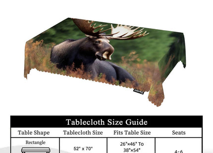 Swono Moose Tablecloth Wild Animal Moose Rest Grass Forest Decorative Table Cover Tabletop Table Cloth for Kitchen, Party Banquet and Holiday Tablecloth, 52x70 Inch(4-6 Seats)