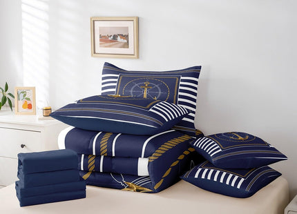 Feelyou Anchor Comforter Set Queen Size for Boys Girls Teens 7 Pieces Ocean