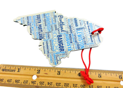 Maine Ornament Wooden Christmas Tree Decoration with City Names
