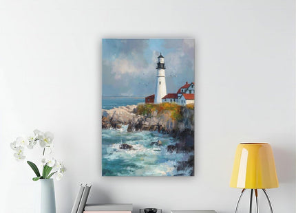 BGFgdDG Portland Lighthouse Scenery, Maine Tourism, New England Poster Bedroom Decor Sports Landscape Office Room Decor Gift Style:Frame 12x18inch