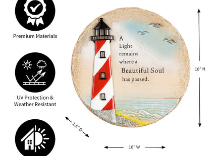 Evergreen LED Outdoor Safe Memorial Stone | Lighthouse Coastal Beautiful Soul | 10 Inches Wide | Remembrance Décor for Homes, Lawn and Garden | Waterproof Battery Operated | Outside or Indoor