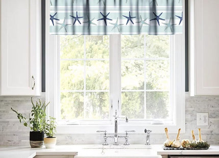 JanJCurt Coastal Starfish Curtain Valances, Summer Nautical Beach Blue Turquoise Starfish Sea Ocean Life Rod Pocket Valance Short Window Treatments for Bedroom Kitchen Living Room, 54x18in