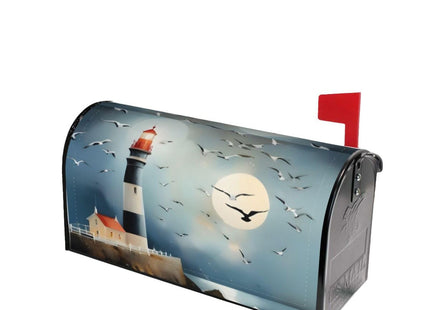 Mount Hour Sea Lighthouse Mailbox Covers, Magnetic Post Box Cover Wraps Standard Size 21x18 in for Garden Yard Decor