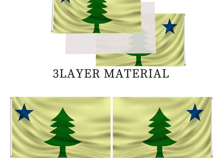 1901-1909 Original Maine State Flag 3x5 Double Sided Original Maine Flags Outdoor Heavy Duty 3 Ply Polyester Material with 2 Metal Grommets 4 Rows of Stitching
