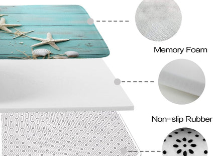 Final Friday Modern Beach Ocean Coastal Bath Rugs Non Slip Shower Mat Bathroom Decor Door Rug (16x24 inches, Seashell Blue)