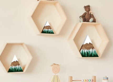 3 Pcs Mountain Shelf Decor Mountain Wooden Wall Decor Forest Art, Green