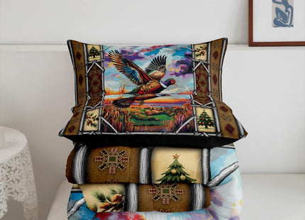 Feelyou Pheasant Hunting Comforter Set Toddler Size Lake Lodge Cabin Bedding Set for Kids Boys Girls Farmhouse Duvet Quilt Soft Lightweight Microfiber Bedroom Decor,with 1 Pillow Case
