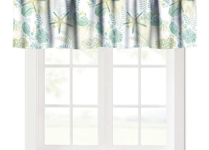 JanJCurt Coastal Starfish Blackout Valance, Beach Nautical Ocean Seashell Conch Malachite Green Coral Seaweed Summer Short Window Drape for Kitchen Living Room Bedroom, 54x18in