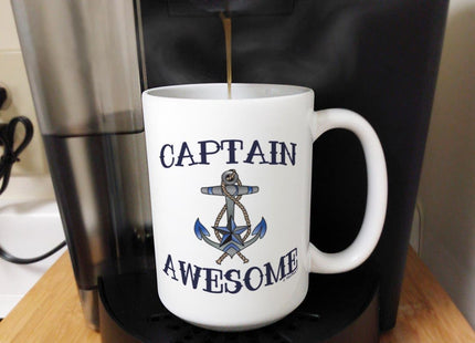 ThisWear Captain Awesome Nautical Anchor 15oz Coffee Mug - 1 Pack