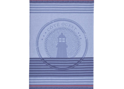 Coucke French Cotton Jacquard Towel, Lighthouse, 20-Inches by 30-Inches, Blue, 100% Cotton