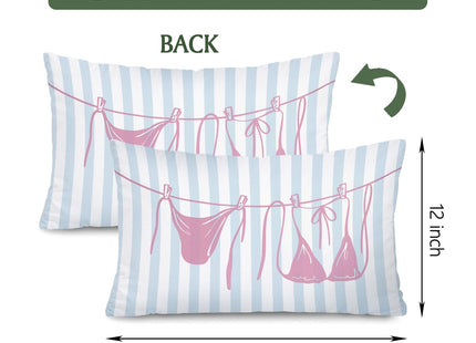 SJDFCSA Coastal Beach Pink Bikini 12x20 Pillow Cover