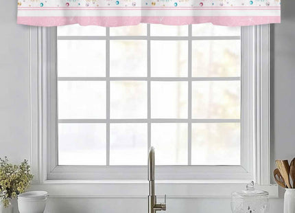 Vandarllin Coastal Beach Kitchen Curtains Valances for Windows Nautical Ocean Seashell Coral Starfish Rod Pocket Window Treatment for Kitchen/Living Room/Bedroom/Bathroom, 42" X 12", Pink Aqua Summer