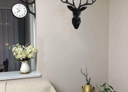 YJ Home Deer Head Wall Art - Geometrial Deer Head Sculpture Home Decor (Black, XL)
