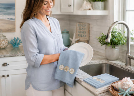 Serafina Home Nautical Ocean Kitchen Dish Towels, Sea Shells, 16 x 26, 3 Pc