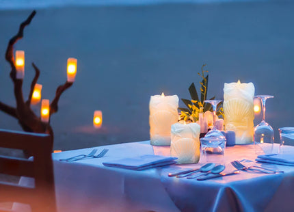 Silverstro Ocean Flameless Candles with Remote Carved Seashell Real Wax Flicker Battery Operated Candles for Home Party Wedding Nautical Summer Christmas Decor - Set of 3(Blue)