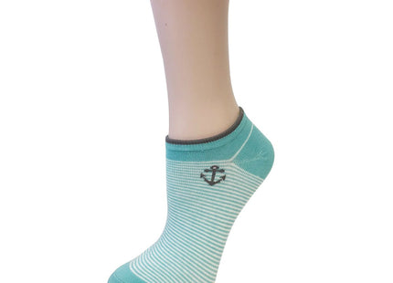 Bowbear Womens 5-Pair Low Cut No Show Ankle Socks, Nautical
