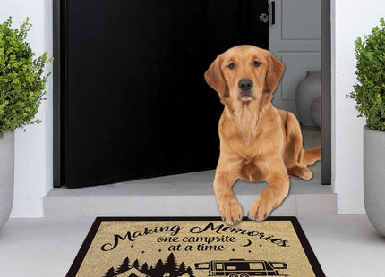 KafePross Happy Camper Personalized Doormat Making Memories one Campsite at a Time Campfire Tree Door Mat for Home Decor 35.4 x 23.6 Inch