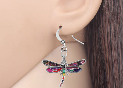 Alloy Cute Dragonfly Earrings Dangle Dragonfly Gifts for Women Fashion Summer Jewelry Enamel Charms (Violet)