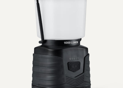 Amazon Basics Camping Essentials Lantern, 360-Degree 1000 Lumen LED, Adjustable Dimmable with 4 Lighting Modes, Water Resistant IPX4, Black (Batteries Not Included)