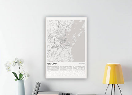 ghNDJdk Portland Map, Travel Maine, Housewarming Gift Canvas Poster Bedroom Sports Landscape Office Room Decor Gift StyleFrame 12x18inch