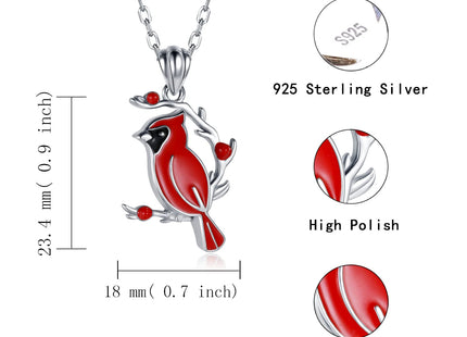 APOTIE Red Cardinal Necklace 925 Sterling Silver I am Always With You Memorial Pendant Jewelry Gifts for Women (02 Branch Cardinal)
