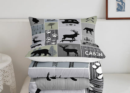 Feelyou Black Bear Deer Comforter Set Bedding Twin Size for Kids Adults