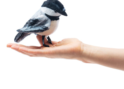 Folkmanis Mini Chickadee Finger Puppet, White; Black;gray