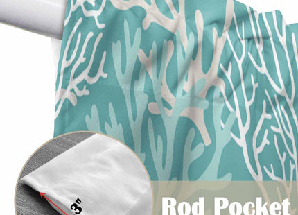 Lsrtoss Teal Coral Coastal Swag Curtains for Kitchen/Bedroom/Living Room, Ocean Nautical Scalloped Curtains 63 Inch Long, Beach Rod Pocket Window Swag Topper Curtains Valances 2 Panels Set 36"x63"