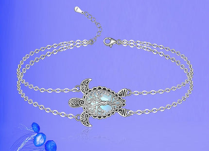 Sea Turtle Anklet Bracelets for Women Sterling Silver Ocean Turtle Ankle