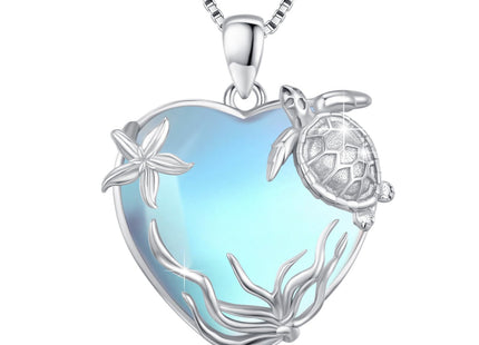 CRWENG Sea Turtle Necklace for Women Silver Turtle Pendant Ocean Jewelry