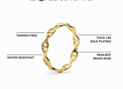 Ana Luisa 14K Gold Plated Iver Anchor Chainr Ring for Women - Non-Tarnish