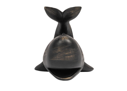 Creative Co-Op Decorative Distressed Resin Whale Bookends, Black