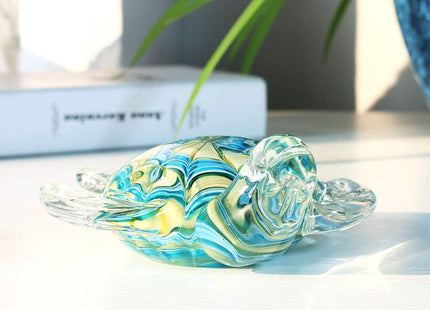 QFkris 6" Blown Glass Sea Turtle Figurine