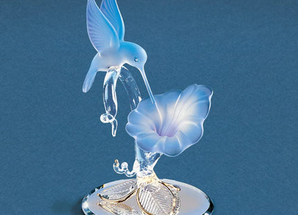 Glass Baron Hummingbird & Blue Flower Glass Figurine