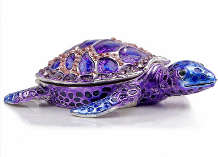 SEVENBEES Purple Sea Turtle Figurine Decorative Jewelry Boxes Hinged Trinket Box Sea Turtle