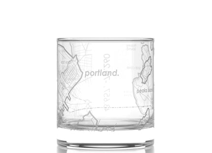 Well Told Engraved Portland Maine Map Rocks Glass, Old Fashioned Whiskey Glass (11 oz, Clear) Etched Whiskey Glass, Gifts For Whiskey Lovers