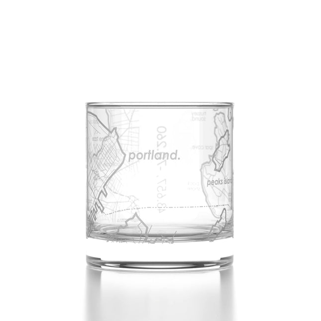 Well Told Engraved Portland Maine Map Rocks Glass, Old Fashioned Whiskey Glass (11 oz, Clear) Etched Whiskey Glass, Gifts For Whiskey Lovers