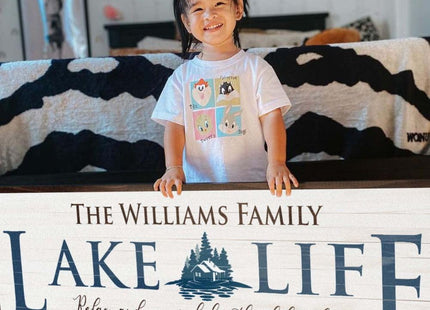 TAILORED CANVASES Personalized Lake Life Sign, Rustic Lake House Wall Art