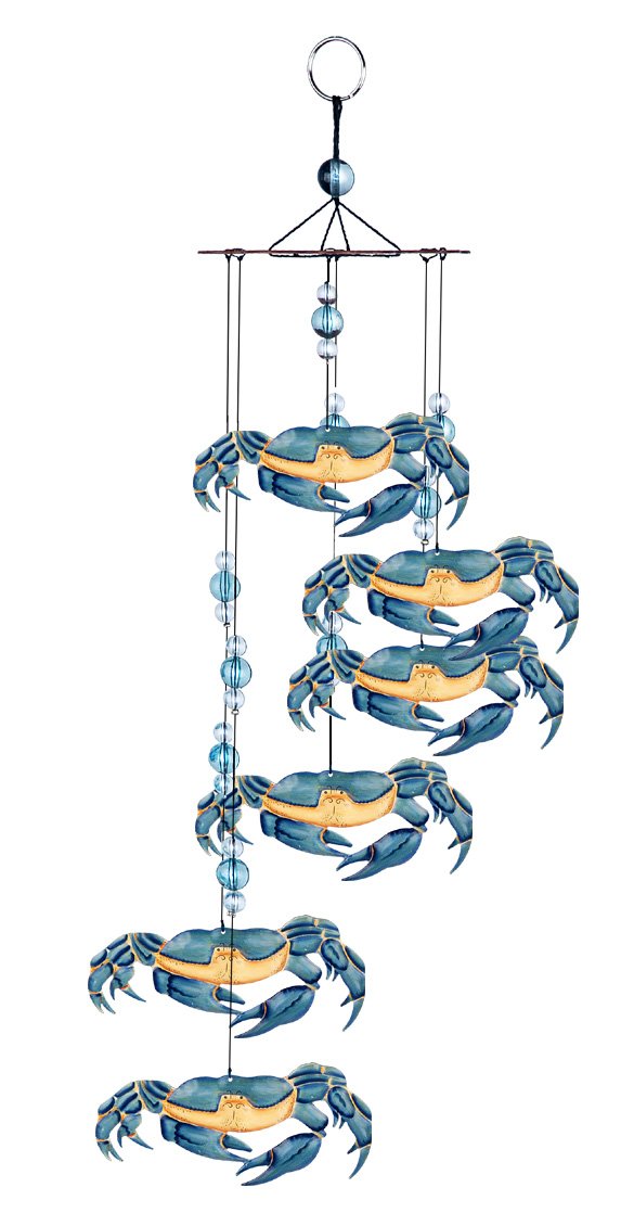 Sunset Vista Designs Kathy Hatch Great Outdoors Land and Sea Collection 18" Garden Wind Chime - Blue Crab