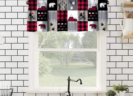 DDCBNS Cabin Rustic Curtains Valance for Living Room Bedroom Kitchen Bathroom,Western Country Vintage Farmhouse Bear Rod Pocket Window Treatments,1 Panel,54" x 18"