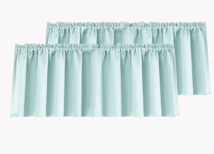 Mrs.Naturall Aqua Coastal Window Valances for Living Room Kitchen, 2 Pack 16 Inch Beach Themed Blackout Valance Curtains for Bedroom Bathroom, Total 72" Wide, Seafoam Seasalt