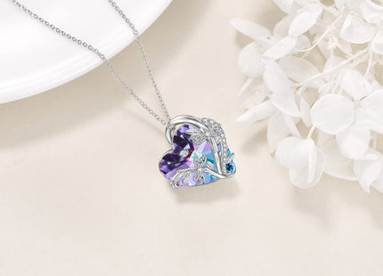 WINNICACA Dragonfly Necklace for Women Sterling Silver Heart Crystal Pendant Dragonfly Jewelry for Girlfriend Halloween Birthday Christmas Gift for Women