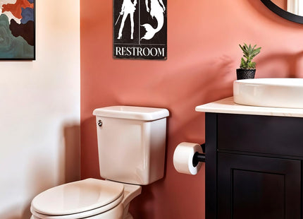 UBIMKW Restroom Metal Tin,Mermaid Nautical Pirate Sign