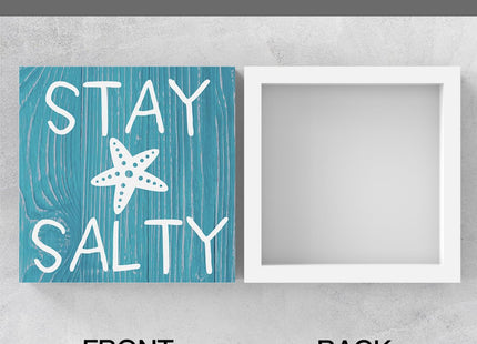 WRSUNT Beach Decorations for Home, Starfish and Summer Decor, Beach Theme House Room Bedroom Bathroom, Sign for Classroom, Stay Salty 5 X 5 Inches