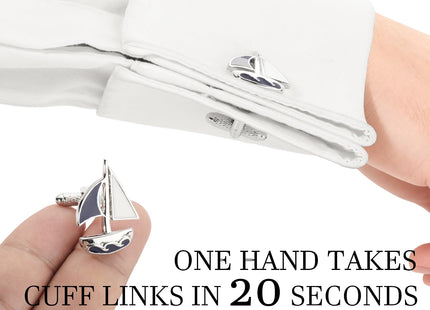HAWSON Sailboat Cufflinks for Men, Yacht Boat Nautical Sailing Gifts for Sailor Captain Husband Dad Tall Ships Festival