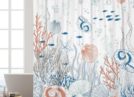 ZJRBJB Nautical Beach Ocean Coastal Starfish Shower Curtain Bathroom