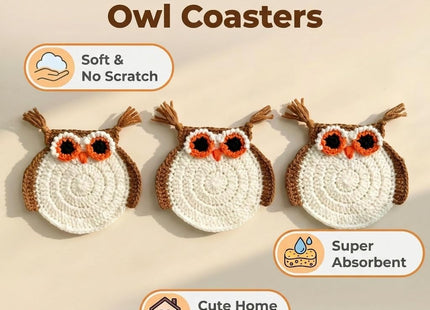 KHEIPHIR Gifts for Owl Lovers 3PCS Owl Coasters for Home Decor