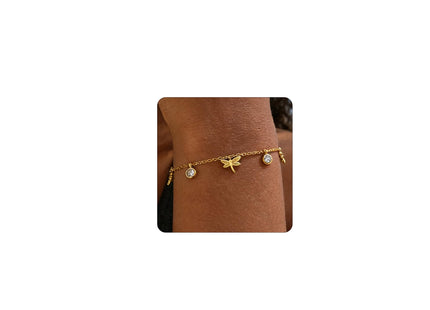 Dabovos Dragonfly Bracelet for Women 18K Gold Plated Dragonfly CZ Bracelets